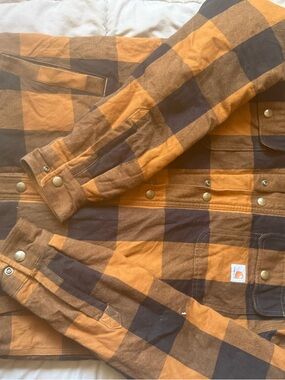 Carhartt Orange and Black Buffalo Plaid Bomber Jacket